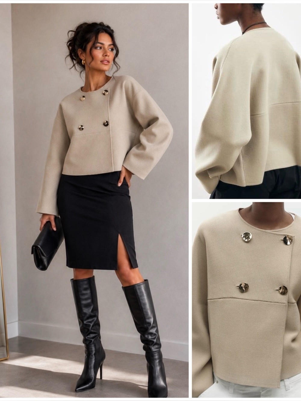 ZARA ~ Knit Wrap Blazer Cape Top Jacket